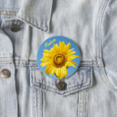 Badge Rond 7,6 Cm Nom personnalisé Sunflower (En situation)