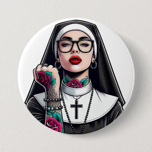 Badge Rond 7,6 Cm Nonne Button (Devant)