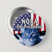 Badge Rond 7,6 Cm Nora pour le Président Button In Blue #4 (Devant & derrière)