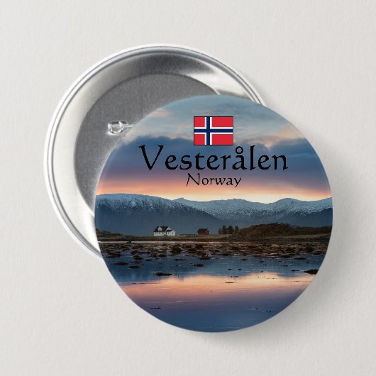 Badge Rond 7,6 Cm Norvège Vesteralen Souvenir (Devant & derrière)