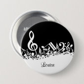 Badge Rond 7,6 Cm Notes musicales personnalisées blanches mélangées (Devant & derrière)