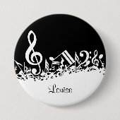 Badge Rond 7,6 Cm Notes musicales personnalisées blanches mélangées  (Devant)
