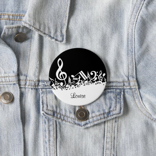 Badge Rond 7,6 Cm Notes musicales personnalisées blanches mélangées (En situation)