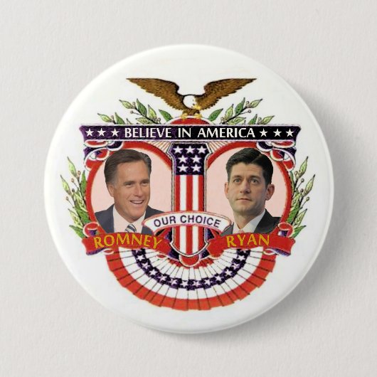 Badge Rond 7,6 Cm Notre choix : Romney/Ryan (Devant)
