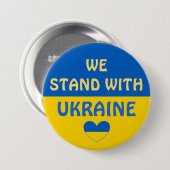 Badge Rond 7,6 Cm Nous sommes avec l'Ukraine | Afficher le support (Devant & derrière)