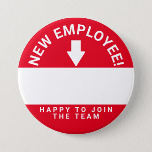 Badge Rond 7,6 Cm Nouveau bouton de nom d'accueil des employés