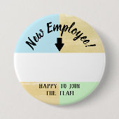 Badge Rond 7,6 Cm Nouveau bouton de nom d'accueil des employés (Devant)
