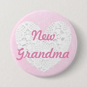 Badge Rond 7,6 Cm Nouvelle grand-mère se vantant bouton rose en dent