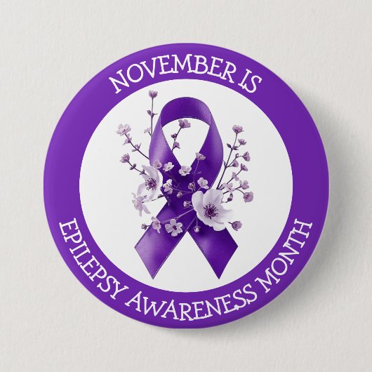 Badge Rond 7,6 Cm November is Epilepsy Awareness Month (Devant)