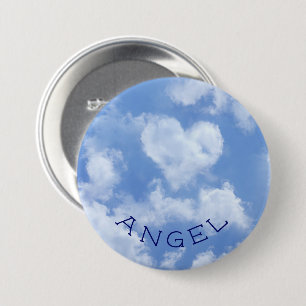 Badge Rond 7,6 Cm Nuage en forme de coeur Lovely Blue Modèle Élégant