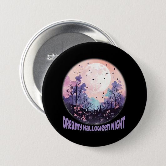 Badge Rond 7,6 Cm Nuit d'Halloween (Devant & derrière)