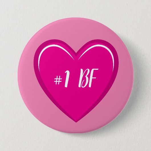 Badge Rond 7,6 Cm Numéro 1 BF Simple rose Heart Graphisme (Devant)