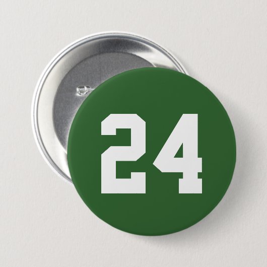 Badge Rond 7,6 Cm Numéro de Jersey d'athlète vert et blanc (Devant & derrière)