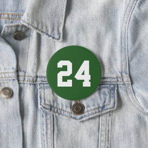 Badge Rond 7,6 Cm Numéro de Jersey d'athlète vert et blanc