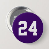 Badge Rond 7,6 Cm Numéro de jersey d'athlète violet et blanc (Devant & derrière)