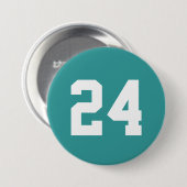 Badge Rond 7,6 Cm Numéro de jersey turquoise et blanc (Devant & derrière)