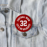 Badge Rond 7,6 Cm Numéro Jersey de la maman de la Crimson et du foot<br><div class="desc">Saluez votre équipe sportive préférée, votre footballeur ou montrez votre fierté scolaire avec un bouton d'esprit personnalisé! Ajoutez votre nom d'école ou personnalisez-le avec le nom d'un joueur et son numéro de maillot. Parfait pour le football, le basket, le baseball et les jeux de football ! Créez des broches personnalisées...</div>