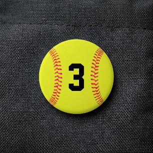 Badge Rond 7,6 Cm Numéro ou lettres du maillot du joueur de softball