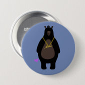 Badge Rond 7,6 Cm NurenN noir ours bleu (Devant & derrière)