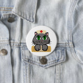 Badge Rond 7,6 Cm Nurse Kitten (Yeux verts) (En situation)