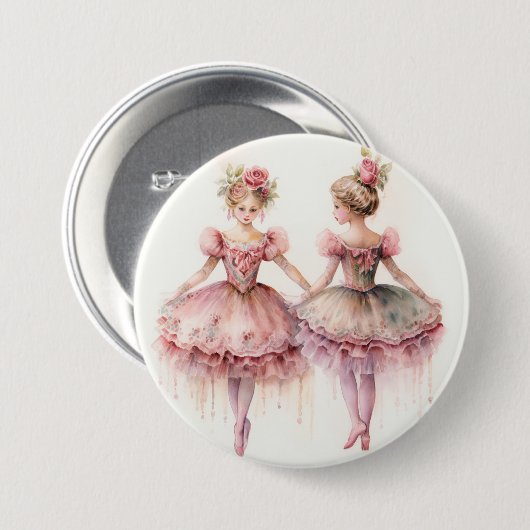 Badge Rond 7,6 Cm Nutcracker Ballet, Rosebuds (Devant & derrière)