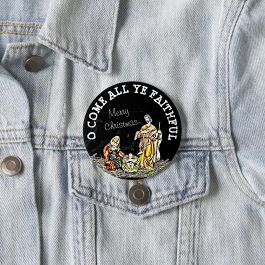 Badge Rond 7,6 Cm Ô Venez tous, Bouton de Noël fidèle (En situation)