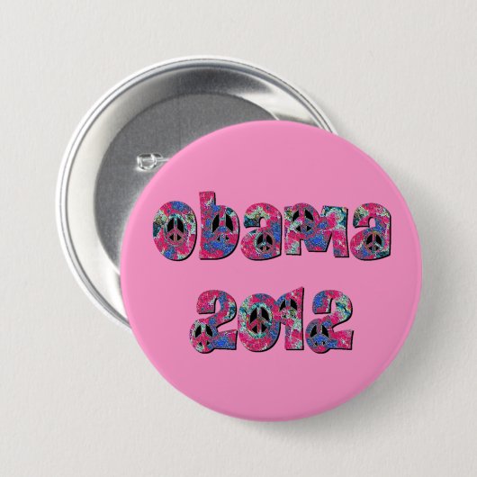 Badge Rond 7,6 Cm Obama 2012 (Devant & derrière)