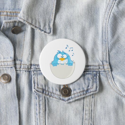Badge Rond 7,6 Cm Observation d'oiseaux bleus (En situation)