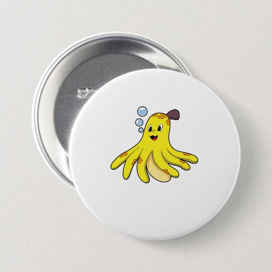 Badge Rond 7,6 Cm Octopus (Devant & derrière)