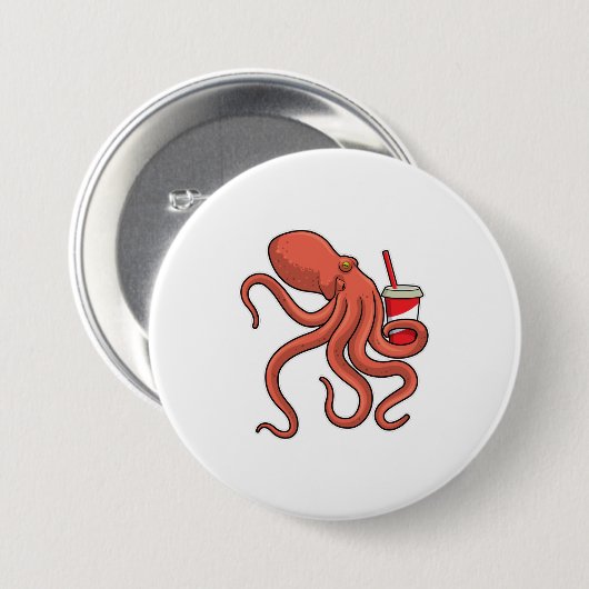Badge Rond 7,6 Cm Octopus (Devant & derrière)