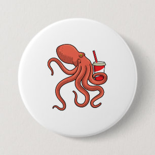 Badge Rond 7,6 Cm Octopus