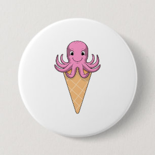 Badge Rond 7,6 Cm Octopus