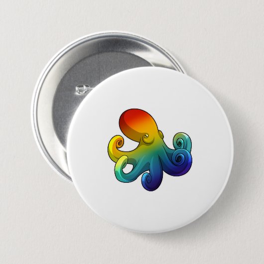 Badge Rond 7,6 Cm Octopus avec arc-en-ciel (Devant & derrière)