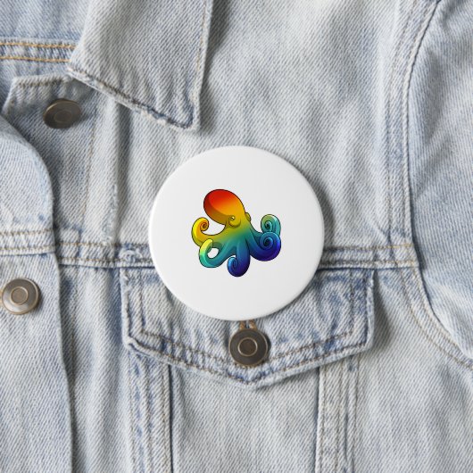 Badge Rond 7,6 Cm Octopus avec arc-en-ciel (En situation)
