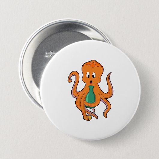 Badge Rond 7,6 Cm Octopus avec bouteille.PNG (Devant & derrière)