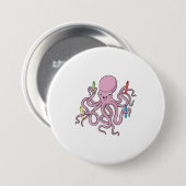 Badge Rond 7,6 Cm Octopus avec Crayon (Devant & derrière)