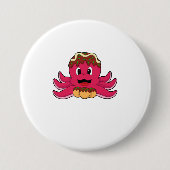 Badge Rond 7,6 Cm Octopus avec gâteau (Devant)