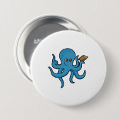 Badge Rond 7,6 Cm Octopus avec livre (Devant & derrière)
