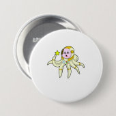 Badge Rond 7,6 Cm Octopus comme plongeur avec étoile (Devant & derrière)