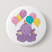 Badge Rond 7,6 Cm Octopus d'anniversaire (Devant)