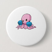 Badge Rond 7,6 Cm Octopus en boîte avec gants de boxe (Devant)