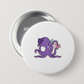 Badge Rond 7,6 Cm Octopus with Fish (Devant & derrière)