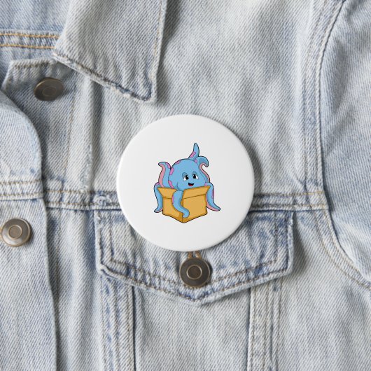 Badge Rond 7,6 Cm Octopus with Packet. (En situation)