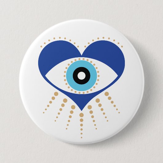 Badge Rond 7,6 Cm Oeil mal grec du coeur (Devant)
