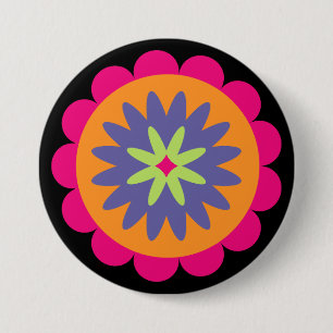 Badge Rond 7,6 Cm Œuvre d'art à motif botanique rétro groovy