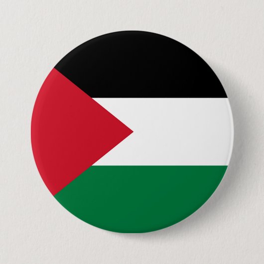 Badge Rond 7,6 Cm officiellement le drapeau de l'État de Palestine (Devant)