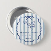 Badge Rond 7,6 Cm Oh garçon mignon moderne Dusty Baby shower bleu gr (Devant & derrière)