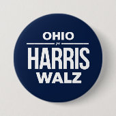 Badge Rond 7,6 Cm Ohio pour Harris Walz (Devant)