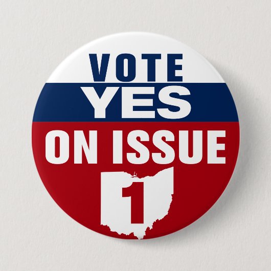 Badge Rond 7,6 Cm Ohio Vote Oui Sur Le Numéro 1 (Devant)