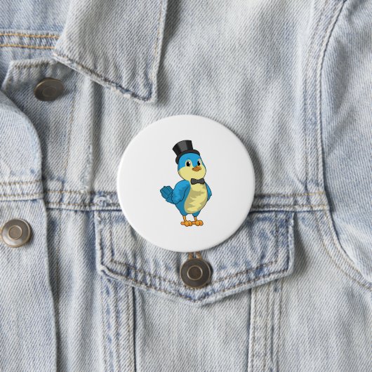 Badge Rond 7,6 Cm Oiseau comme chambre avec ruban (En situation)